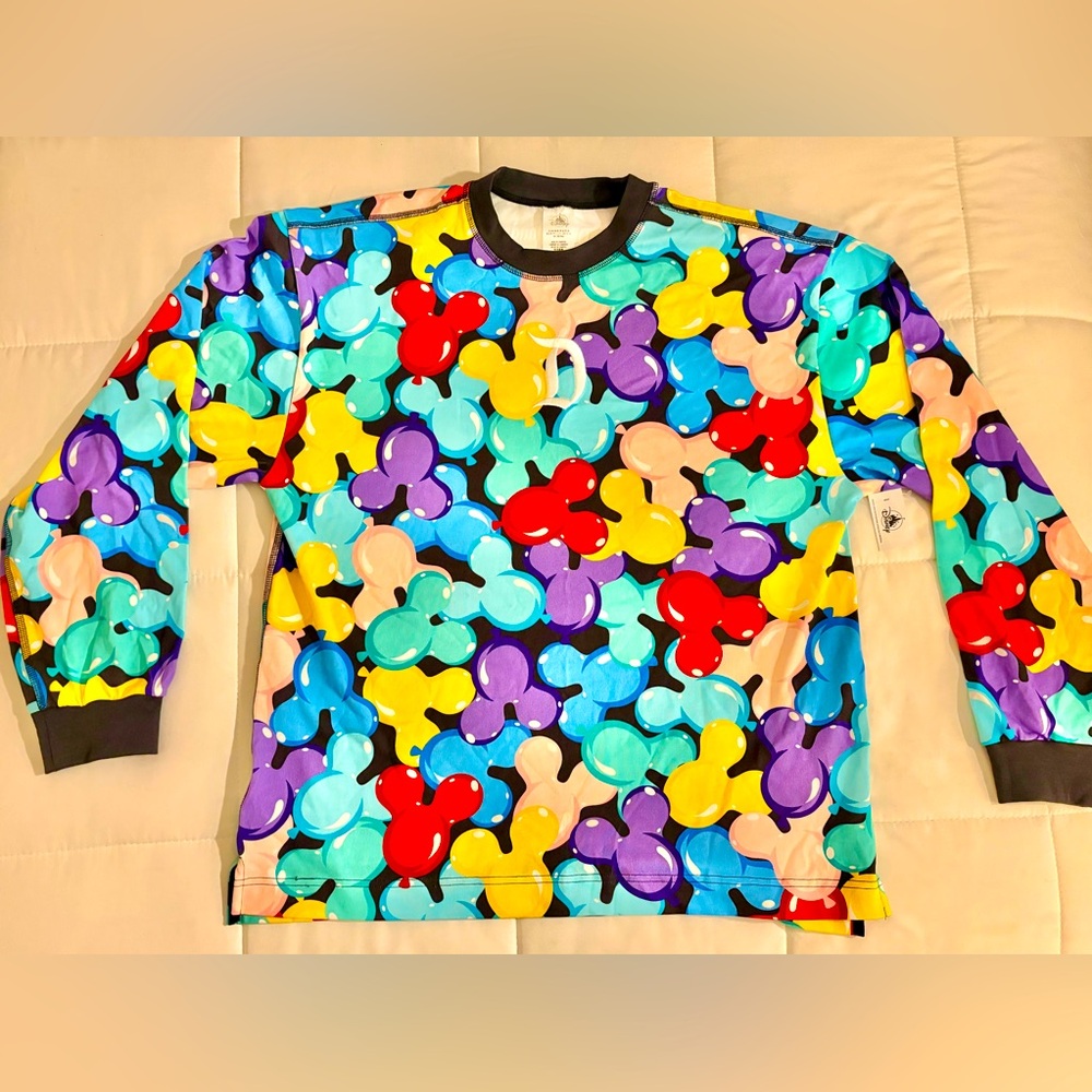 Disney Parks Disneyland Resort Crewneck Adult MED Balloons Long Sleeve Shirt NWT